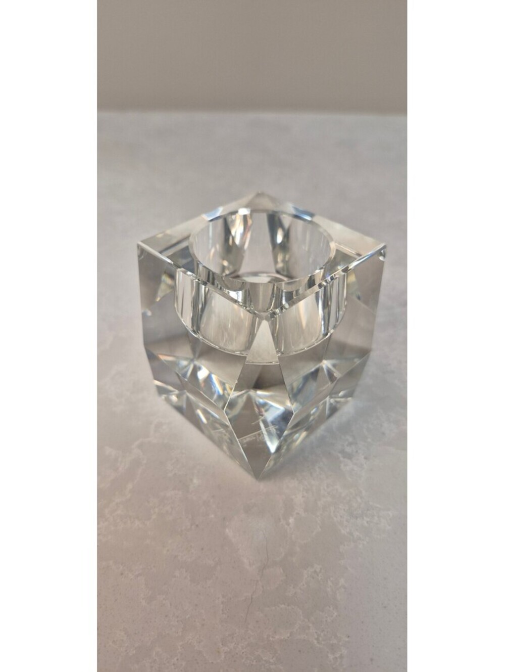Rosenthal Crystal Candle Holder Votive Geometric Cut Glass Germany
